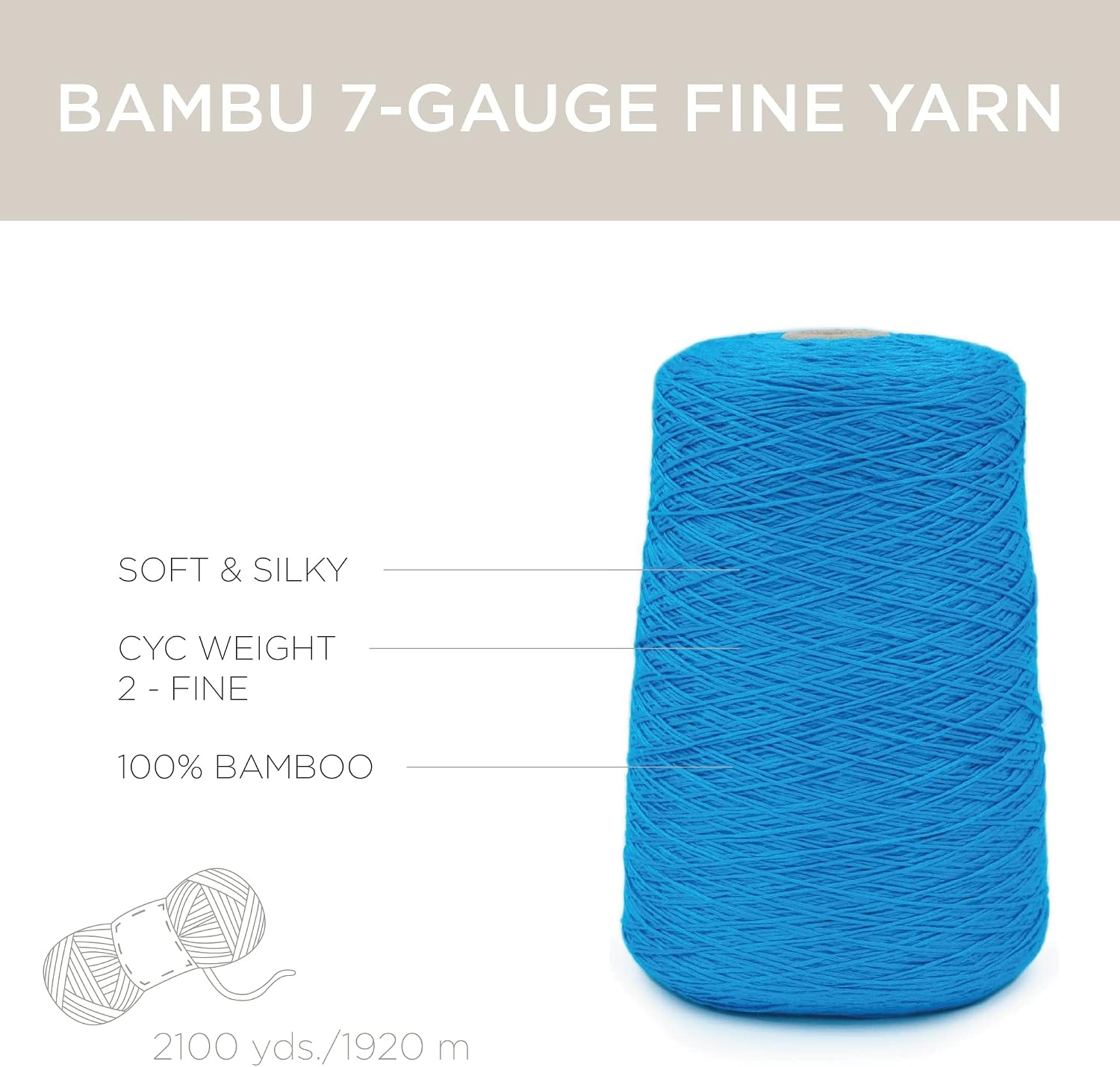 image:imageSilk City Fibers Bambu 7gg 100 Viscose derived from Bamboo Yarn for Machine Knitting Weaving and Crochet Cyclamen 1 Cone Designer Yarn for Garments Soft Shawls and Fingering Weight ProjectsApache Blue