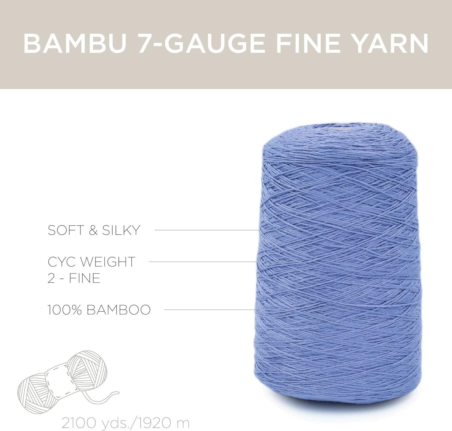 image:imageSilk City Fibers Bambu 7gg 100 Viscose derived from Bamboo Yarn for Machine Knitting Weaving and Crochet Cyclamen 1 Cone Designer Yarn for Garments Soft Shawls and Fingering Weight ProjectsPeriwinkle
