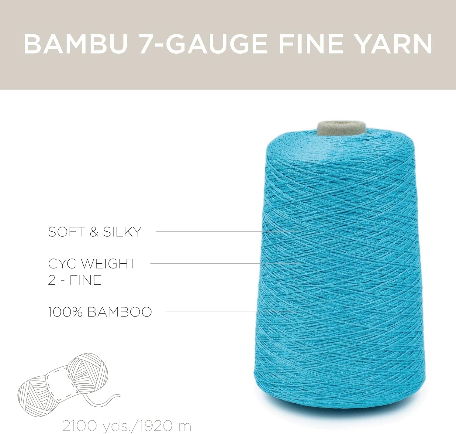 image:imageSilk City Fibers Bambu 7gg 100 Viscose derived from Bamboo Yarn for Machine Knitting Weaving and Crochet Cyclamen 1 Cone Designer Yarn for Garments Soft Shawls and Fingering Weight ProjectsTide Blue