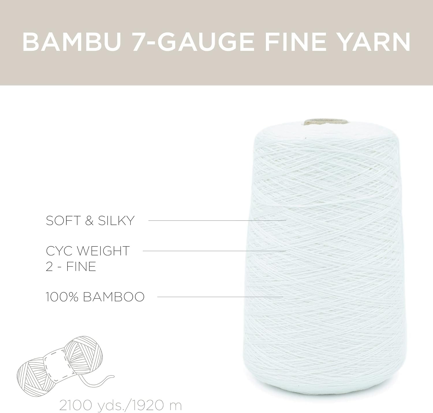 image:imageSilk City Fibers Bambu 7gg 100 Viscose derived from Bamboo Yarn for Machine Knitting Weaving and Crochet Cyclamen 1 Cone Designer Yarn for Garments Soft Shawls and Fingering Weight ProjectsPearl