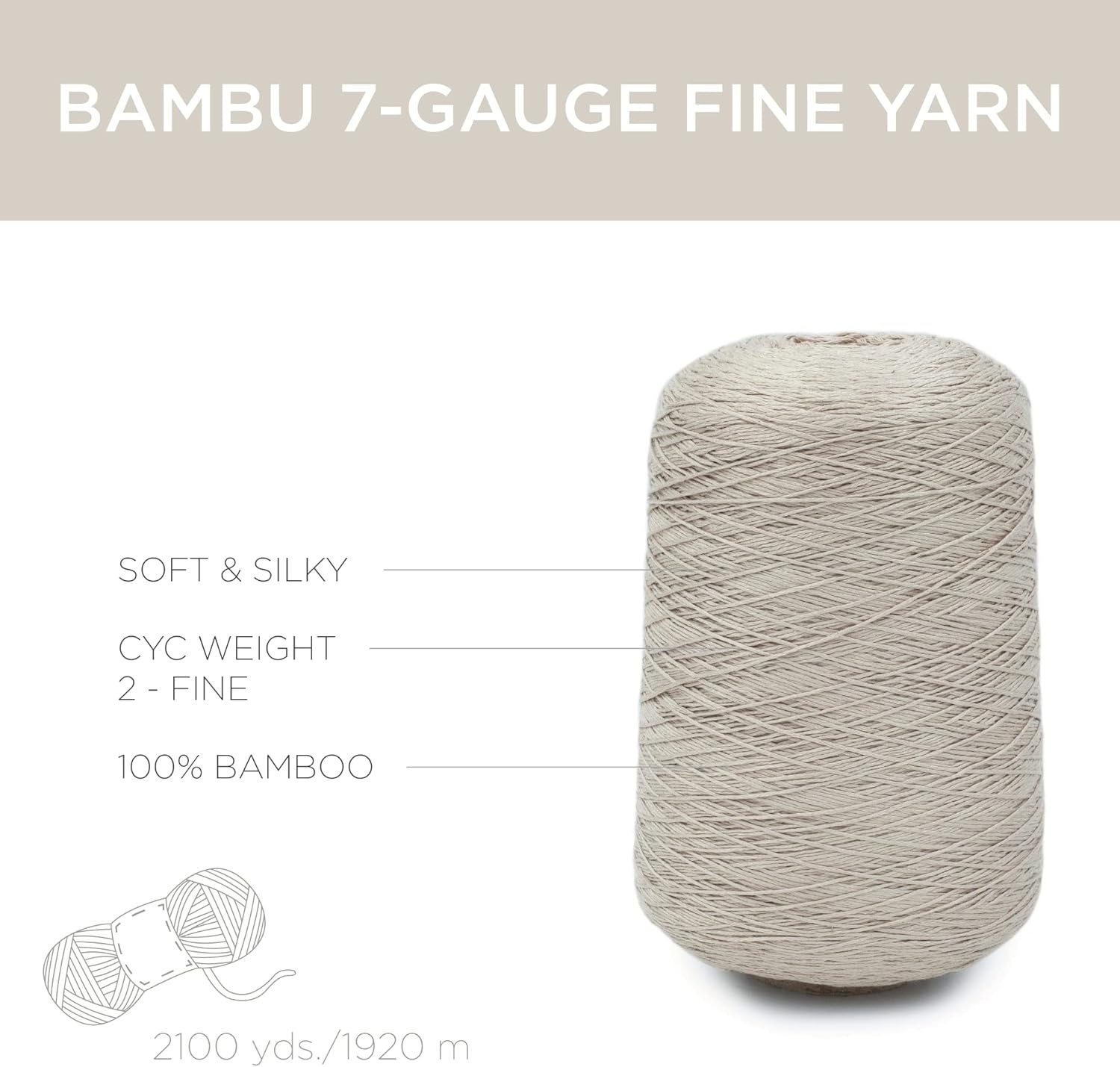 image:imageSilk City Fibers Bambu 7gg 100 Viscose derived from Bamboo Yarn for Machine Knitting Weaving and Crochet Cyclamen 1 Cone Designer Yarn for Garments Soft Shawls and Fingering Weight ProjectsBeach