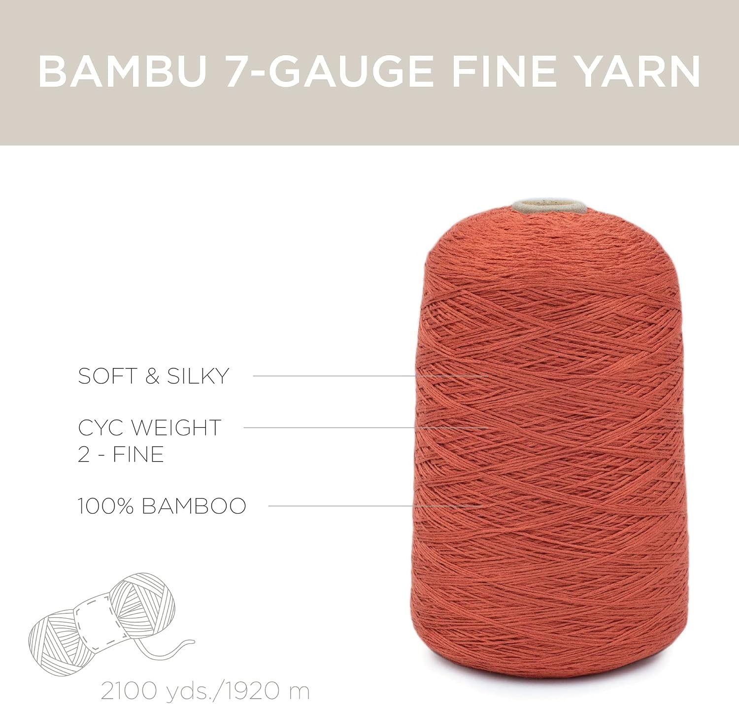 image:imageSilk City Fibers Bambu 7gg 100 Viscose derived from Bamboo Yarn for Machine Knitting Weaving and Crochet Cyclamen 1 Cone Designer Yarn for Garments Soft Shawls and Fingering Weight ProjectsPersimmon