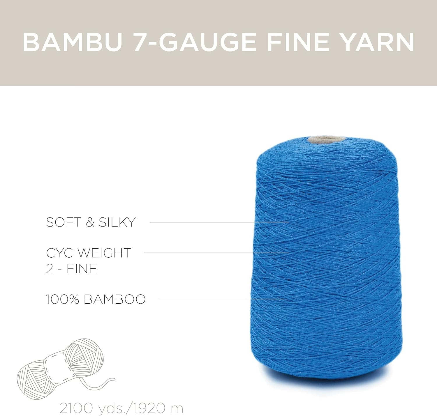 image:imageSilk City Fibers Bambu 7gg 100 Viscose derived from Bamboo Yarn for Machine Knitting Weaving and Crochet Cyclamen 1 Cone Designer Yarn for Garments Soft Shawls and Fingering Weight ProjectsAzure