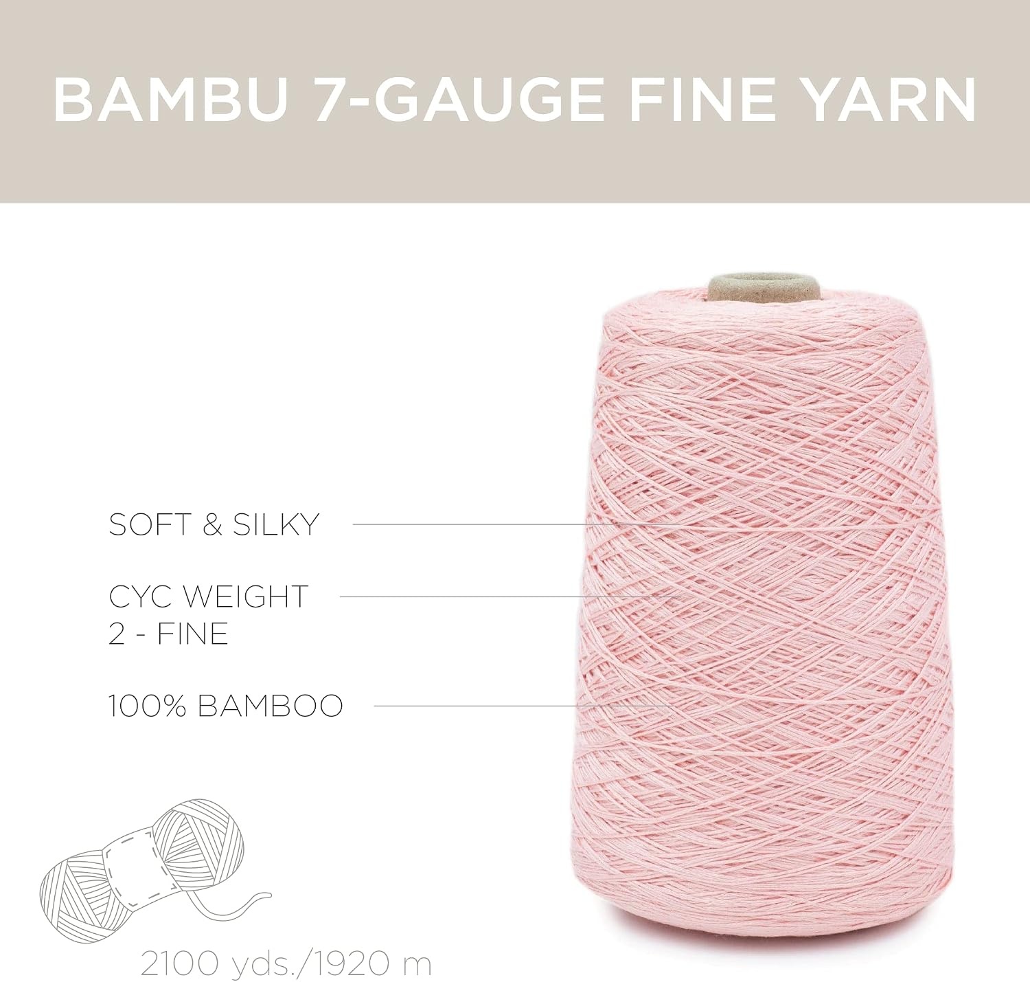 image:imageSilk City Fibers Bambu 7gg 100 Viscose derived from Bamboo Yarn for Machine Knitting Weaving and Crochet Cyclamen 1 Cone Designer Yarn for Garments Soft Shawls and Fingering Weight ProjectsConch