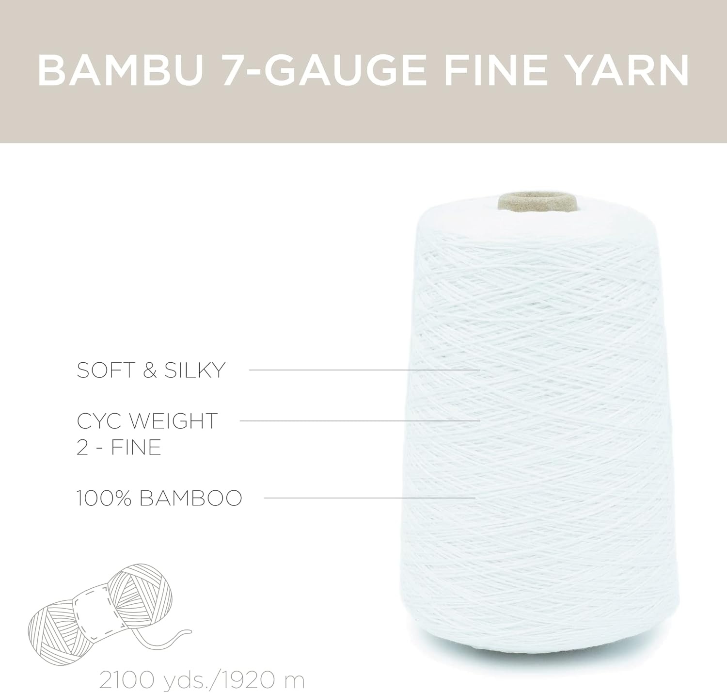 image:imageSilk City Fibers Bambu 7gg 100 Viscose derived from Bamboo Yarn for Machine Knitting Weaving and Crochet Cyclamen 1 Cone Designer Yarn for Garments Soft Shawls and Fingering Weight ProjectsRice