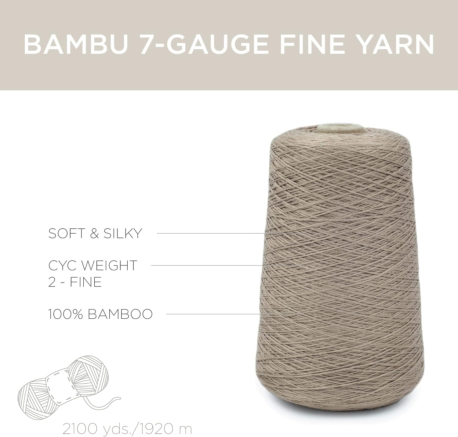image:imageSilk City Fibers Bambu 7gg 100 Viscose derived from Bamboo Yarn for Machine Knitting Weaving and Crochet Cyclamen 1 Cone Designer Yarn for Garments Soft Shawls and Fingering Weight ProjectsHazelnut