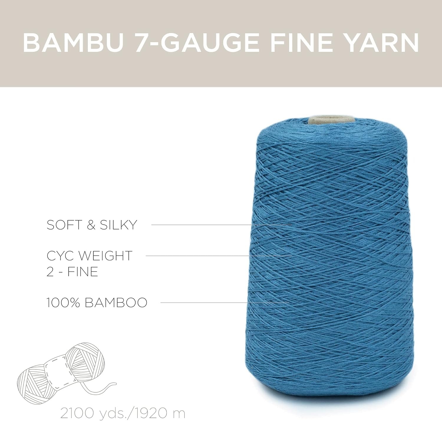 image:imageSilk City Fibers Bambu 7gg 100 Viscose derived from Bamboo Yarn for Machine Knitting Weaving and Crochet Cyclamen 1 Cone Designer Yarn for Garments Soft Shawls and Fingering Weight ProjectsSmokey Blue