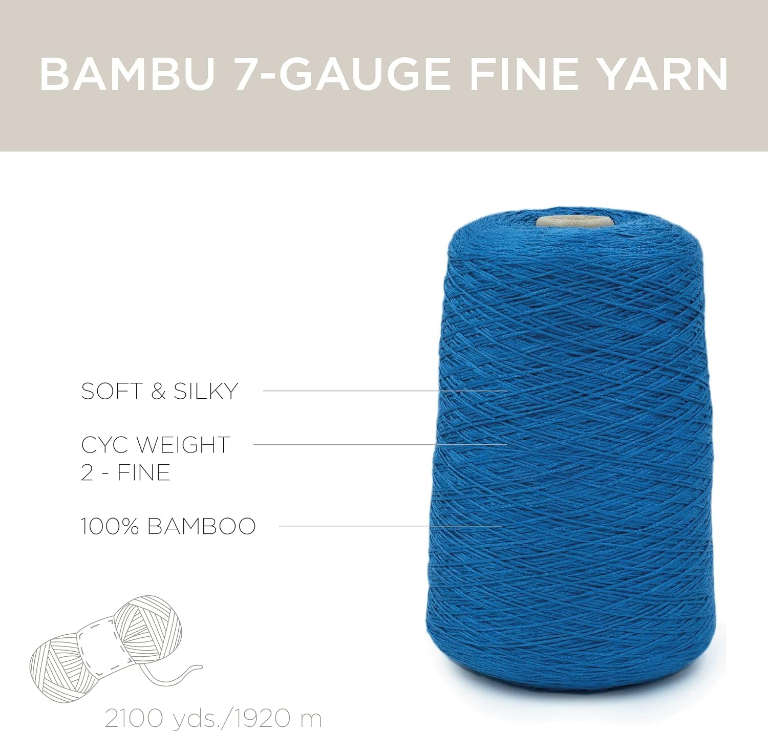 image:imageSilk City Fibers Bambu 7gg 100 Viscose derived from Bamboo Yarn for Machine Knitting Weaving and Crochet Cyclamen 1 Cone Designer Yarn for Garments Soft Shawls and Fingering Weight ProjectsDenim