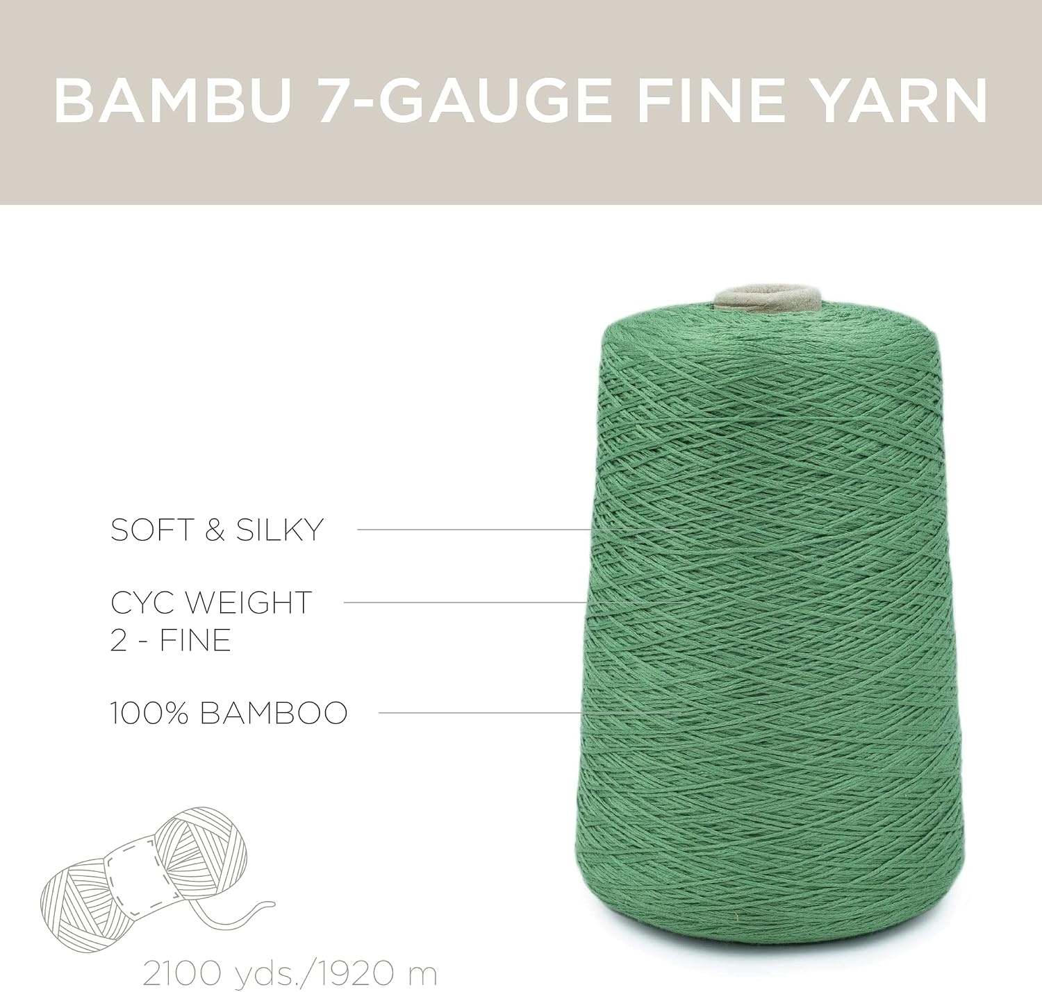 image:imageSilk City Fibers Bambu 7gg 100 Viscose derived from Bamboo Yarn for Machine Knitting Weaving and Crochet Cyclamen 1 Cone Designer Yarn for Garments Soft Shawls and Fingering Weight ProjectsBasil