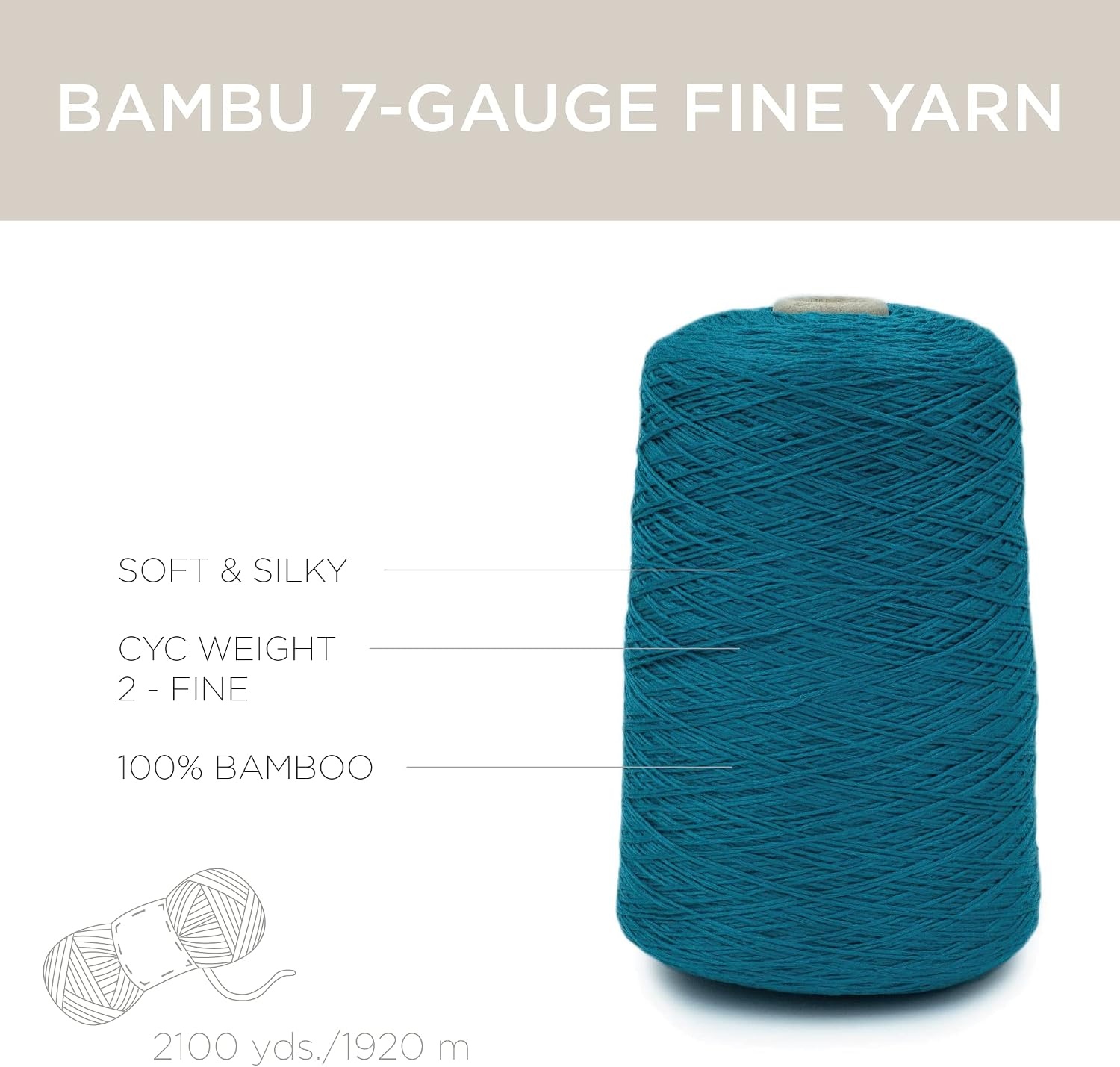 image:imageSilk City Fibers Bambu 7gg 100 Viscose derived from Bamboo Yarn for Machine Knitting Weaving and Crochet Cyclamen 1 Cone Designer Yarn for Garments Soft Shawls and Fingering Weight ProjectsTeal