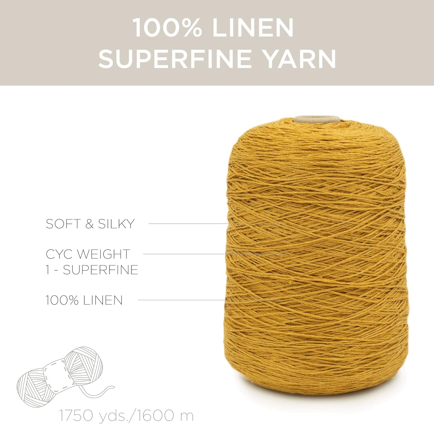 image:imageSilk City Fibers Linen 7 100 Fine Linen Yarn for Machine Knitting Weaving and Crochet Tin 1 Cone Designer Yarn for Premium Garments Soft Shawls and Sport Weight ProjectsTopaz
