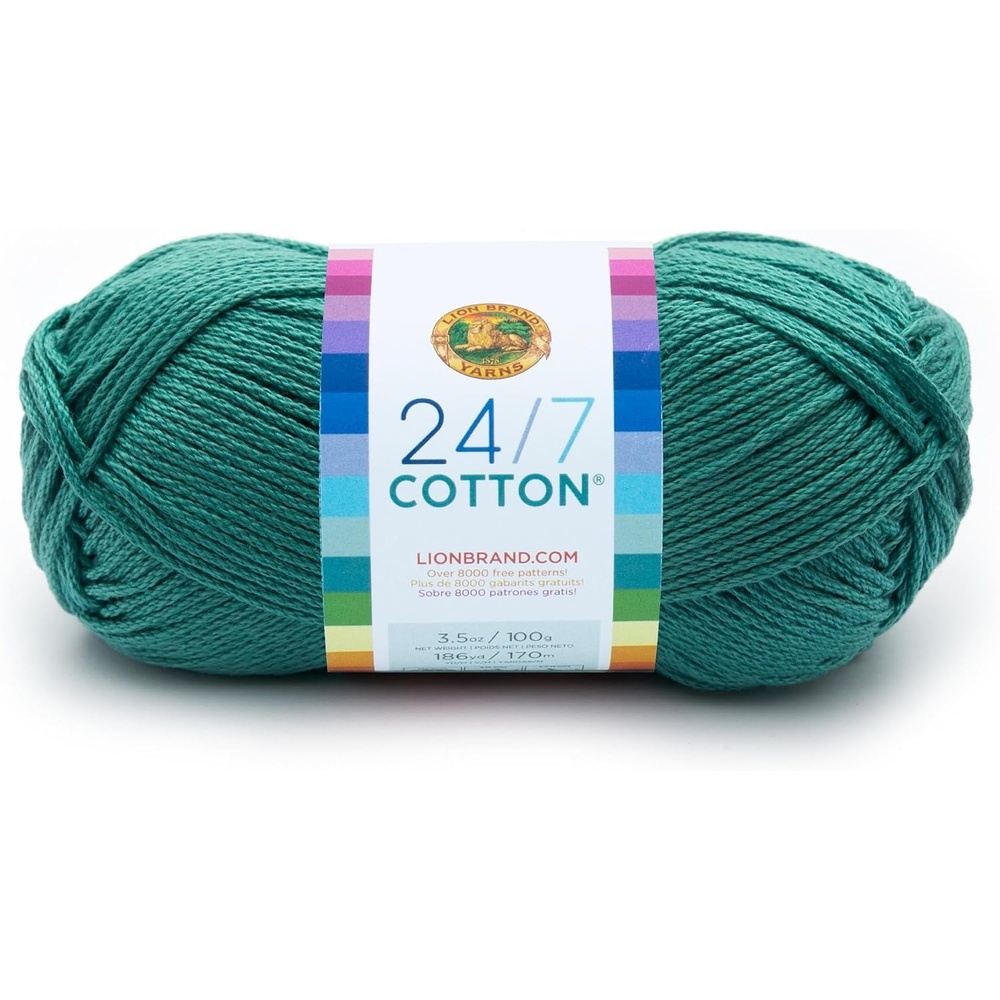 image:imageLion Brand Yarn 247 Cotton Mercerized Lightweight Yarn for Knitting Crochet and Crafts Tea Party 5 Pack Multicolor Pack of Natural Fiber for Breathable Tops Durable Bags and Dish ClothsJade