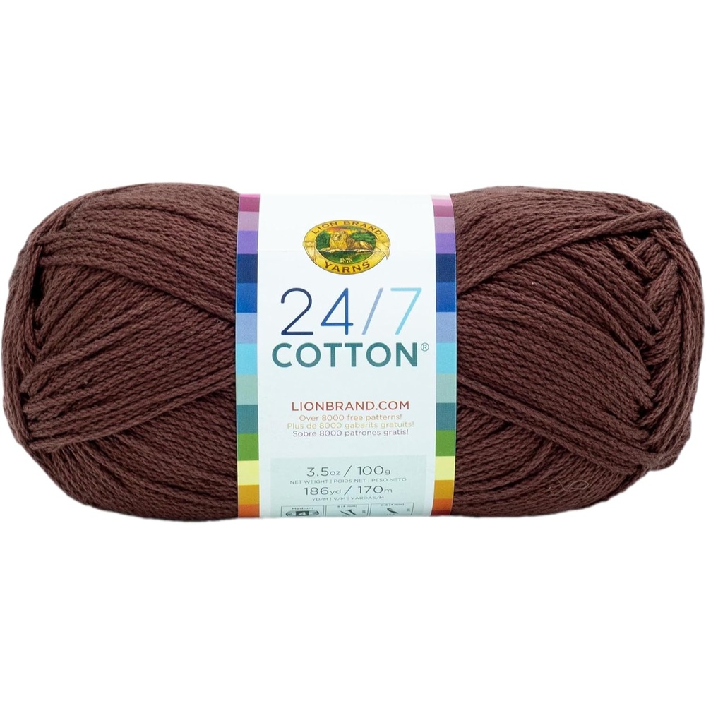 image:imageLion Brand Yarn 247 Cotton Mercerized Lightweight Yarn for Knitting Crochet and Crafts Tea Party 5 Pack Multicolor Pack of Natural Fiber for Breathable Tops Durable Bags and Dish ClothsCoffee Beans