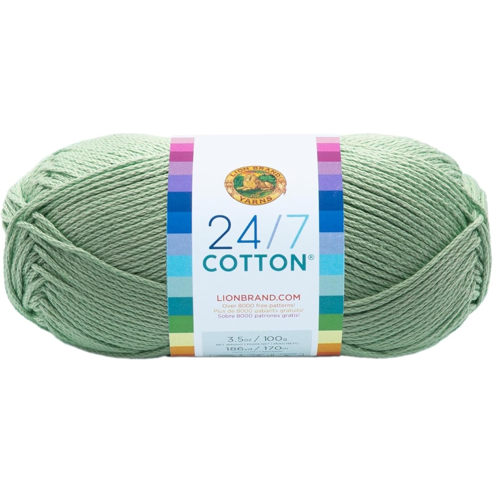 image:imageLion Brand Yarn 247 Cotton Mercerized Lightweight Yarn for Knitting Crochet and Crafts Tea Party 5 Pack Multicolor Pack of Natural Fiber for Breathable Tops Durable Bags and Dish ClothsMint