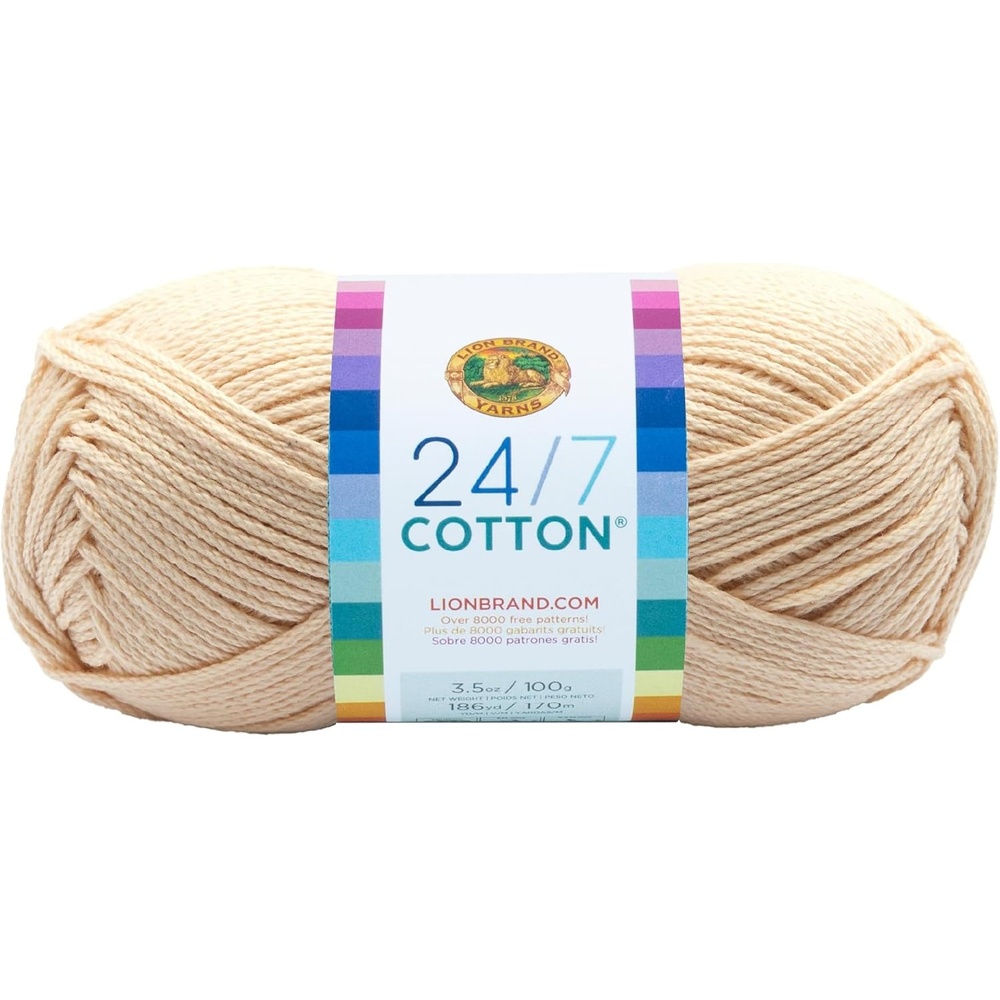 image:imageLion Brand Yarn 247 Cotton Mercerized Lightweight Yarn for Knitting Crochet and Crafts Tea Party 5 Pack Multicolor Pack of Natural Fiber for Breathable Tops Durable Bags and Dish ClothsEcru