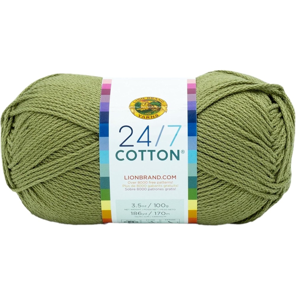 image:imageLion Brand Yarn 247 Cotton Mercerized Lightweight Yarn for Knitting Crochet and Crafts Tea Party 5 Pack Multicolor Pack of Natural Fiber for Breathable Tops Durable Bags and Dish ClothsBay Leaf