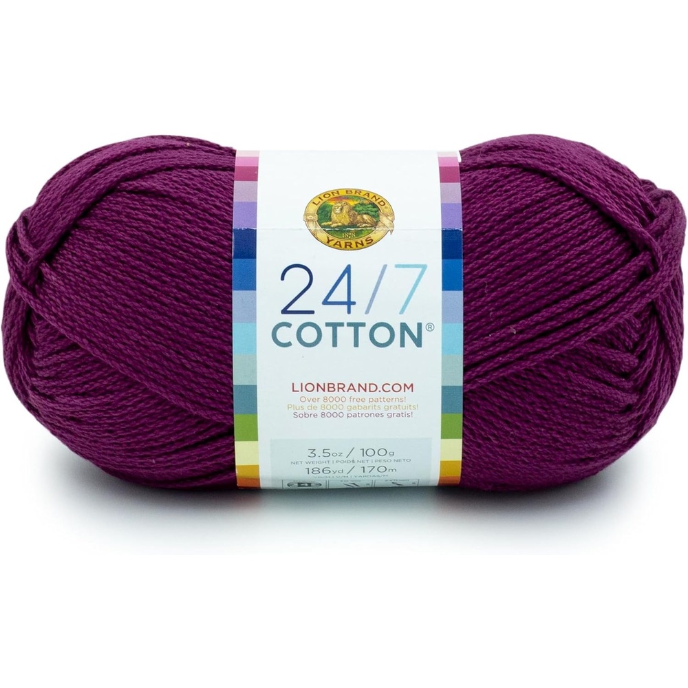 image:imageLion Brand Yarn 247 Cotton Mercerized Lightweight Yarn for Knitting Crochet and Crafts Tea Party 5 Pack Multicolor Pack of Natural Fiber for Breathable Tops Durable Bags and Dish ClothsBeets