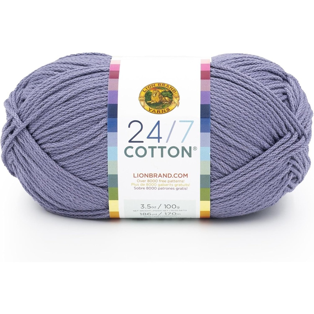 image:imageLion Brand Yarn 247 Cotton Mercerized Lightweight Yarn for Knitting Crochet and Crafts Tea Party 5 Pack Multicolor Pack of Natural Fiber for Breathable Tops Durable Bags and Dish ClothsBlue Grey
