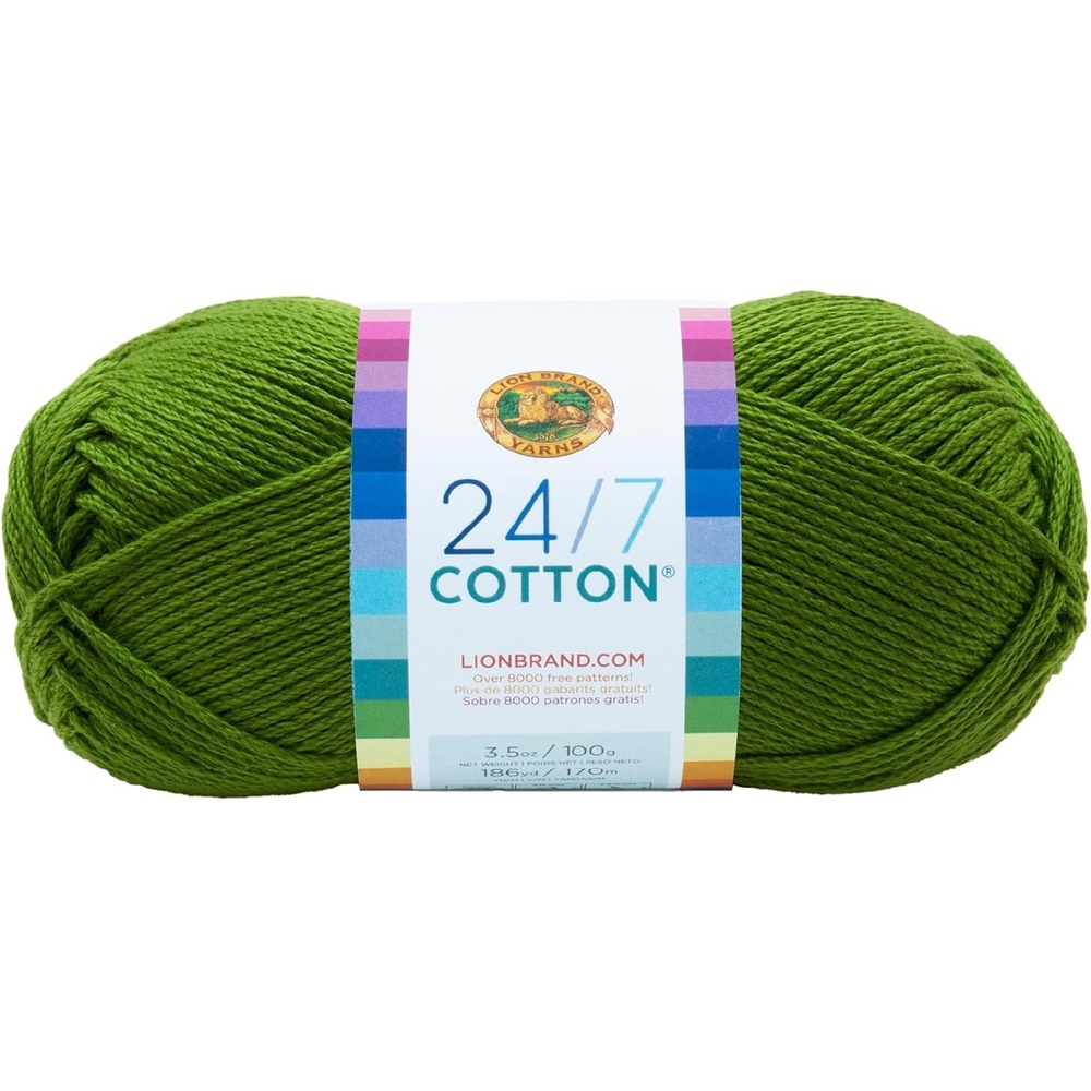 image:imageLion Brand Yarn 247 Cotton Mercerized Lightweight Yarn for Knitting Crochet and Crafts Tea Party 5 Pack Multicolor Pack of Natural Fiber for Breathable Tops Durable Bags and Dish ClothsGrass