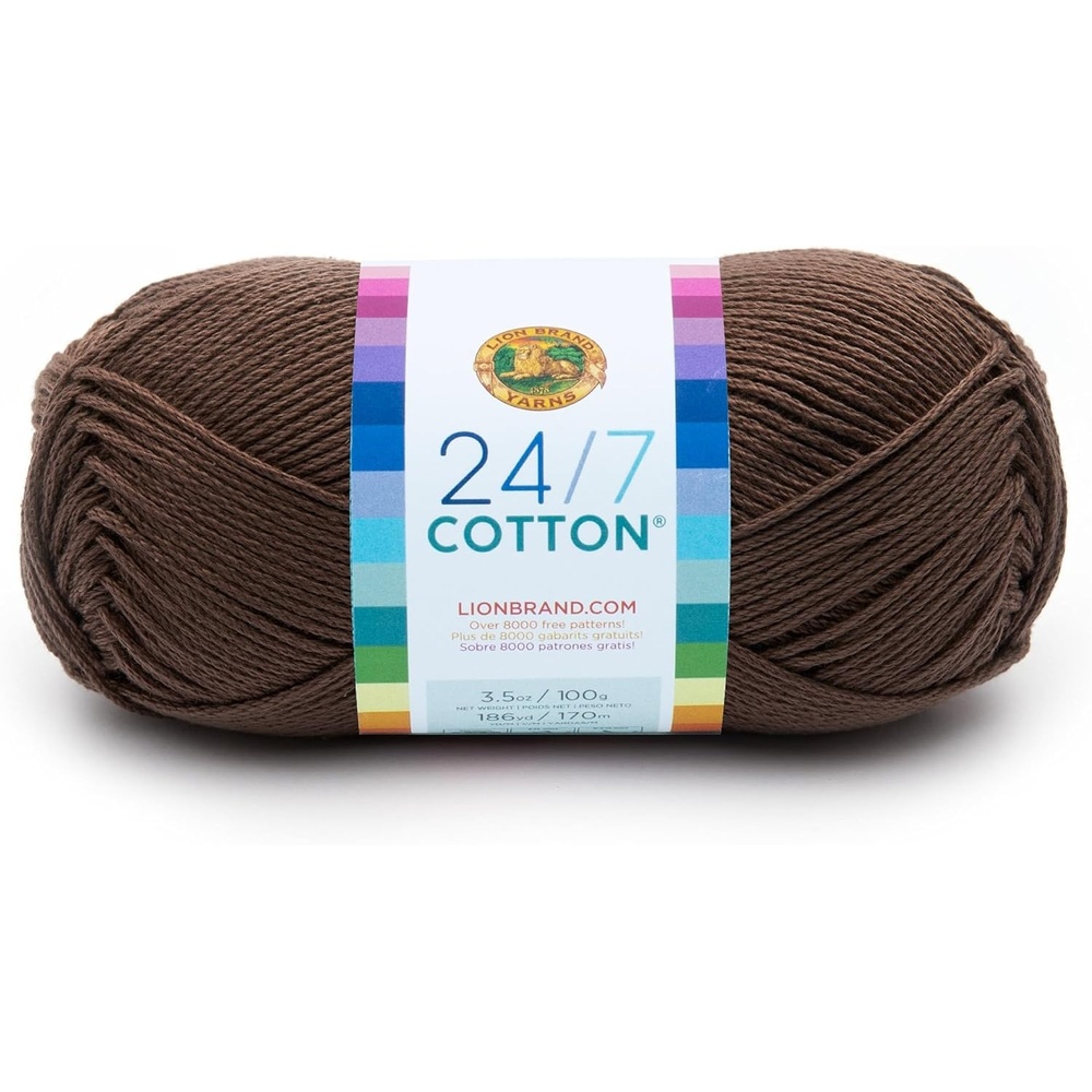 image:imageLion Brand Yarn 247 Cotton Mercerized Lightweight Yarn for Knitting Crochet and Crafts Tea Party 5 Pack Multicolor Pack of Natural Fiber for Breathable Tops Durable Bags and Dish ClothsCaf Au Lait
