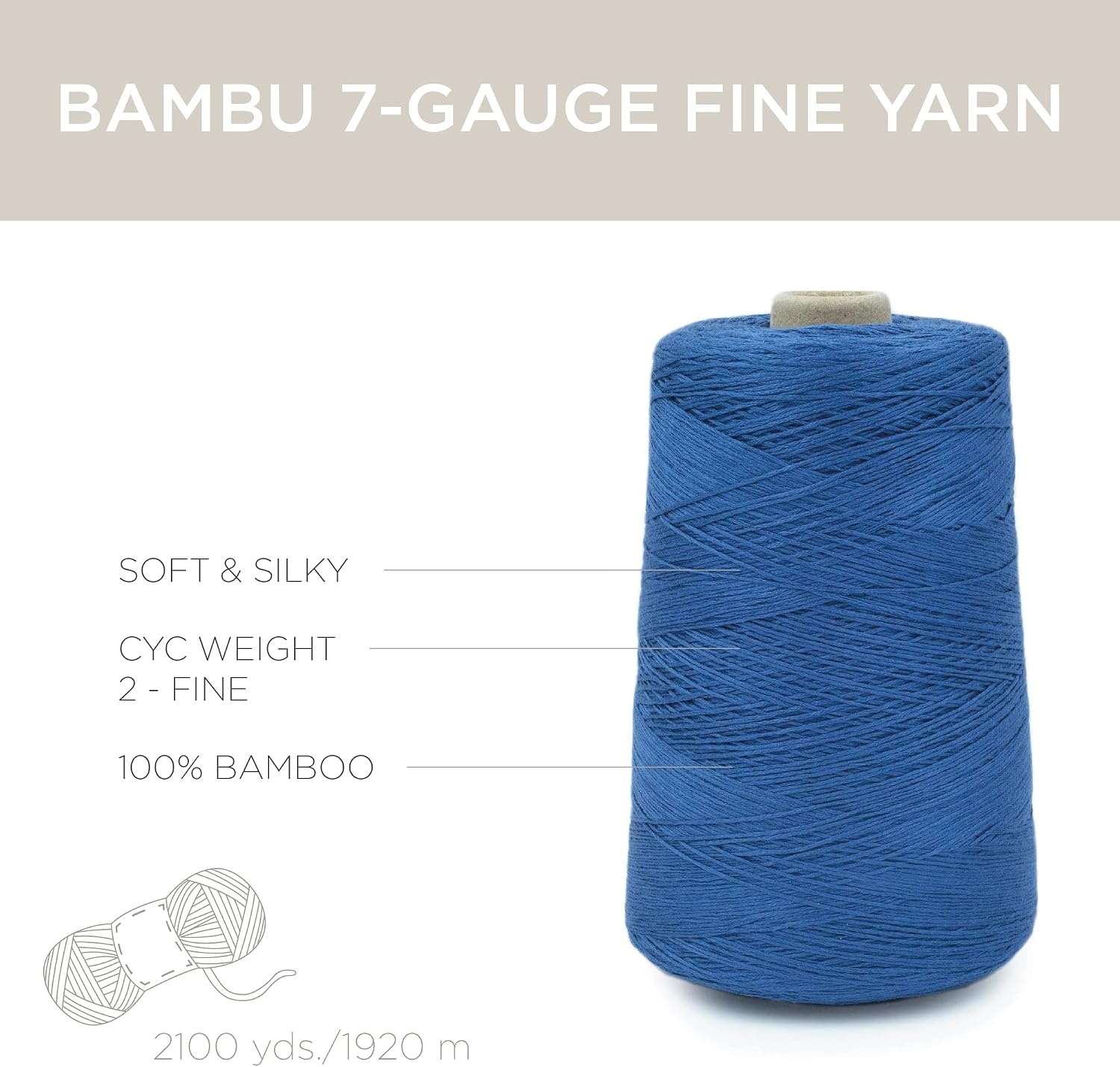 image:imageSilk City Fibers Bambu 7gg 100 Viscose from Bamboo Mint 1 Cone Designer Yarn for Machine Knitting Weaving and Crochet Garments Soft Shawls and Fingering Weight ProjectsSapphire