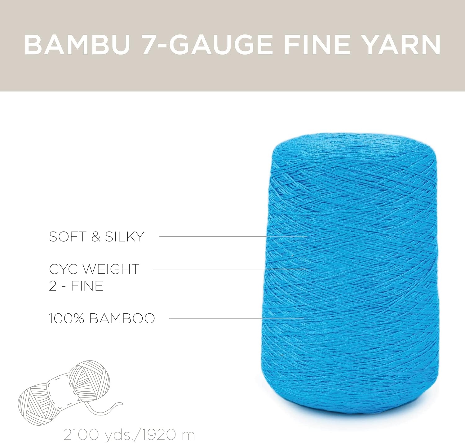 image:imageSilk City Fibers Bambu 7gg 100 Viscose from Bamboo Mint 1 Cone Designer Yarn for Machine Knitting Weaving and Crochet Garments Soft Shawls and Fingering Weight ProjectsAztec Blue