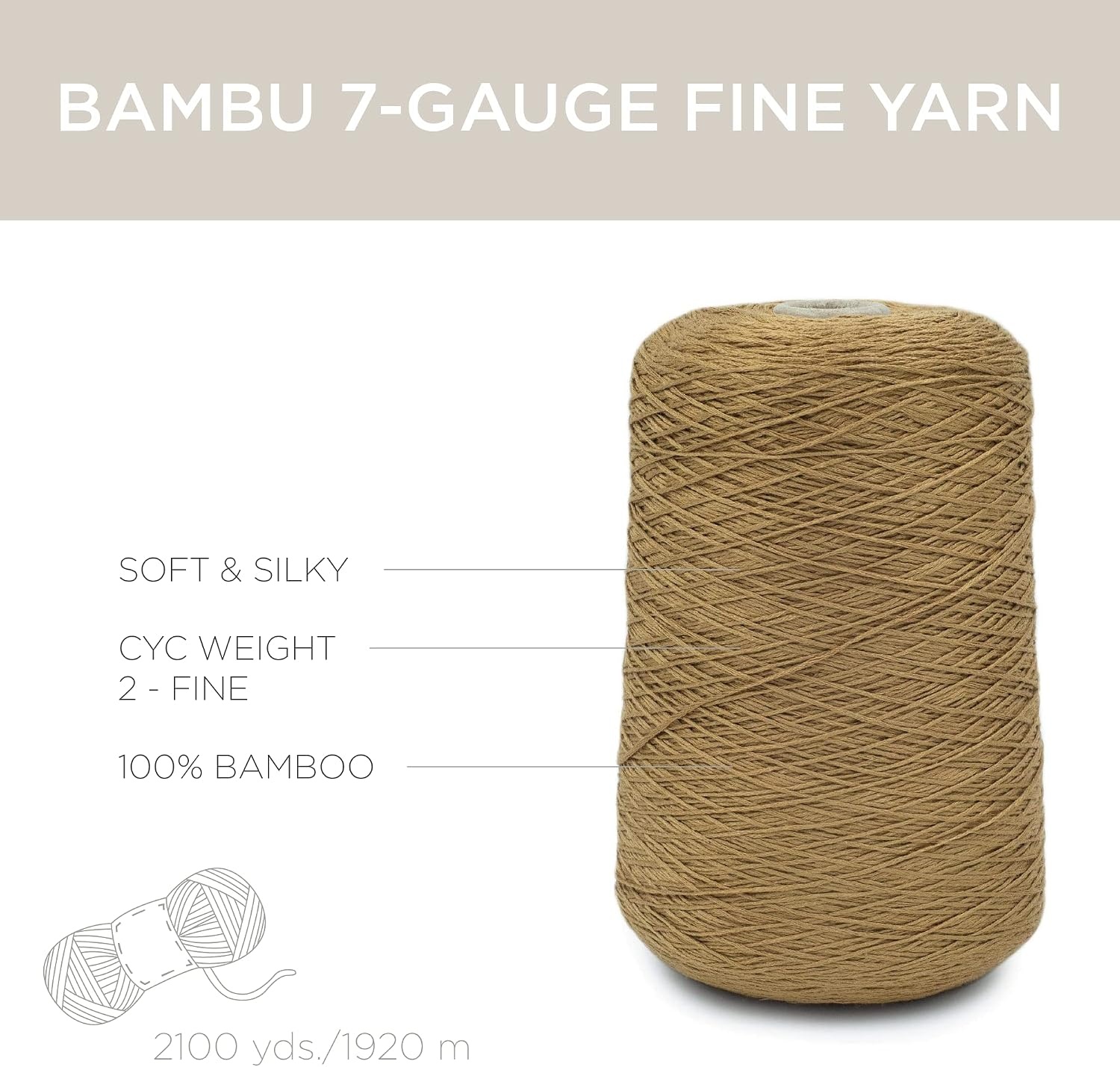 image:imageSilk City Fibers Bambu 7gg 100 Viscose from Bamboo Mint 1 Cone Designer Yarn for Machine Knitting Weaving and Crochet Garments Soft Shawls and Fingering Weight ProjectsAntique Brass