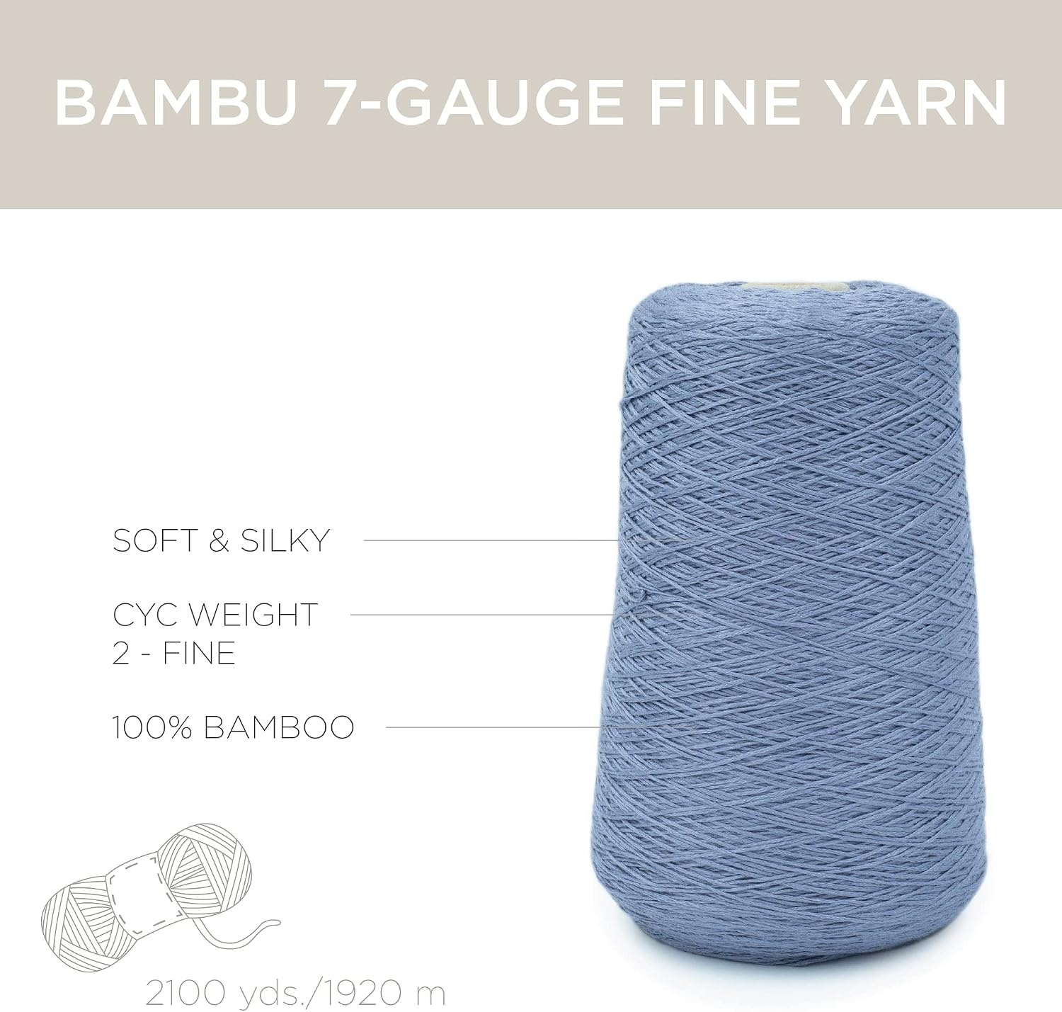 image:imageSilk City Fibers Bambu 7gg 100 Viscose from Bamboo Mint 1 Cone Designer Yarn for Machine Knitting Weaving and Crochet Garments Soft Shawls and Fingering Weight ProjectsMineral