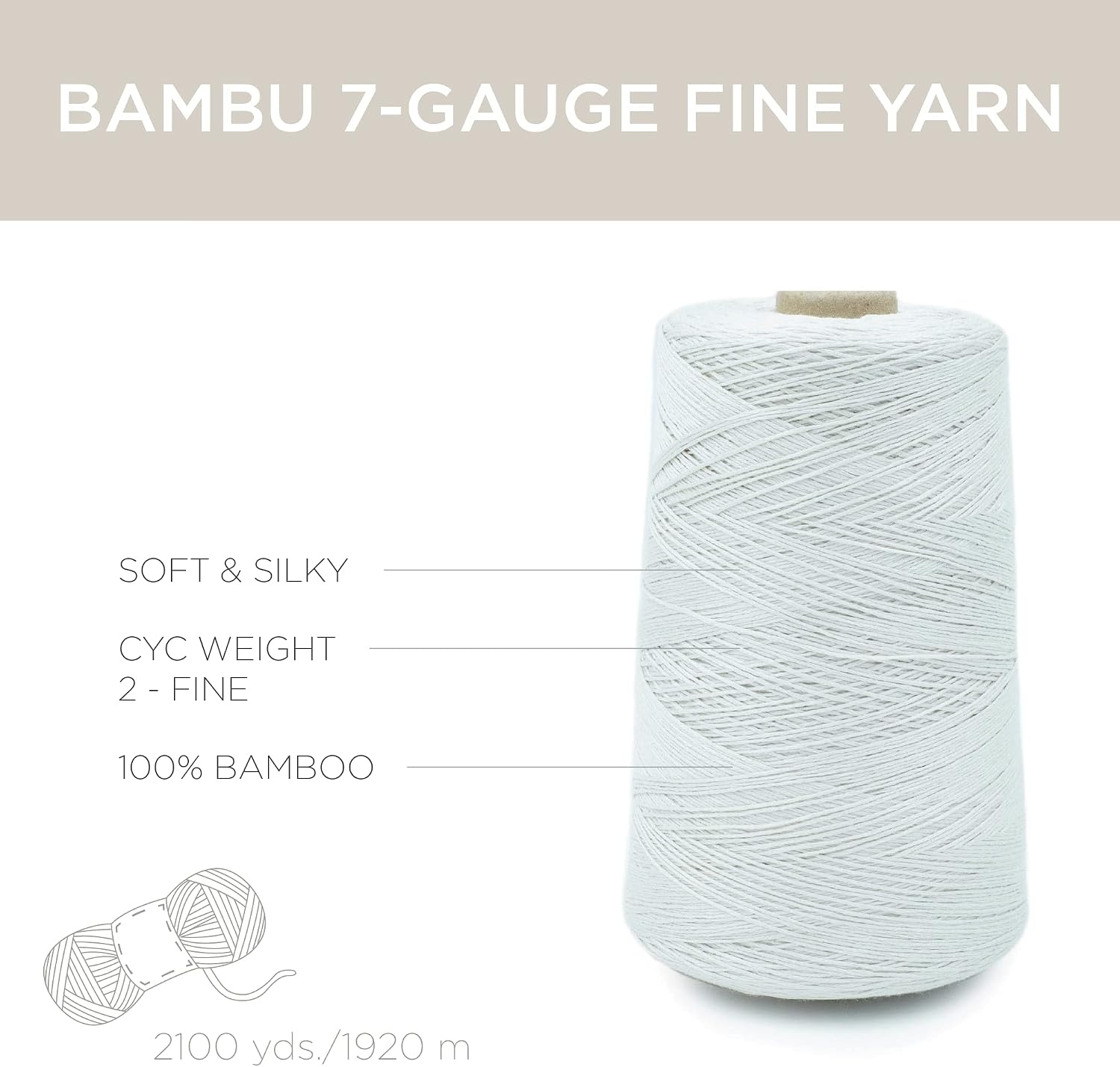 image:imageSilk City Fibers Bambu 7gg 100 Viscose from Bamboo Mint 1 Cone Designer Yarn for Machine Knitting Weaving and Crochet Garments Soft Shawls and Fingering Weight ProjectsWater Chestnut