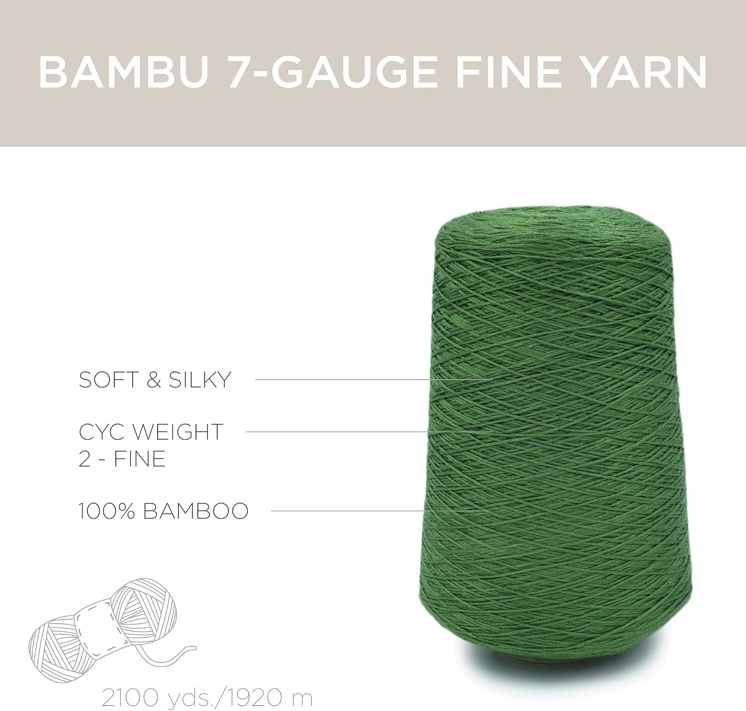 image:imageSilk City Fibers Bambu 7gg 100 Viscose from Bamboo Mint 1 Cone Designer Yarn for Machine Knitting Weaving and Crochet Garments Soft Shawls and Fingering Weight ProjectsBorage
