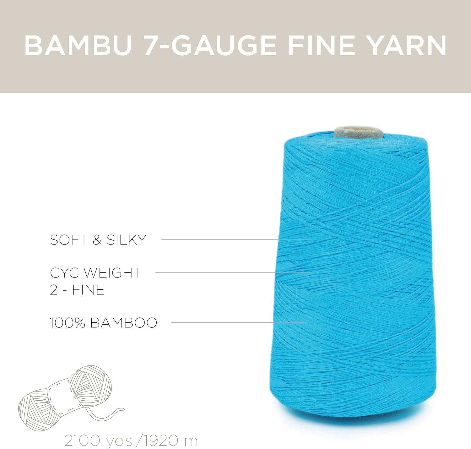 image:imageSilk City Fibers Bambu 7gg 100 Viscose from Bamboo Mint 1 Cone Designer Yarn for Machine Knitting Weaving and Crochet Garments Soft Shawls and Fingering Weight ProjectsTurquoise