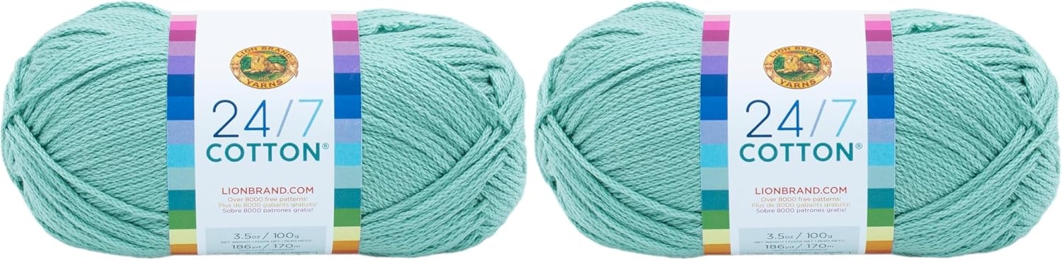 image:imageLion Brand Yarn 247 Cotton Mercerized Lightweight Yarn for Knitting Crochet and Crafts Beachcomber 5 Pack Multicolor Pack of Natural Fiber for Breathable Tops Durable Bags and Dish ClothsSucculent
