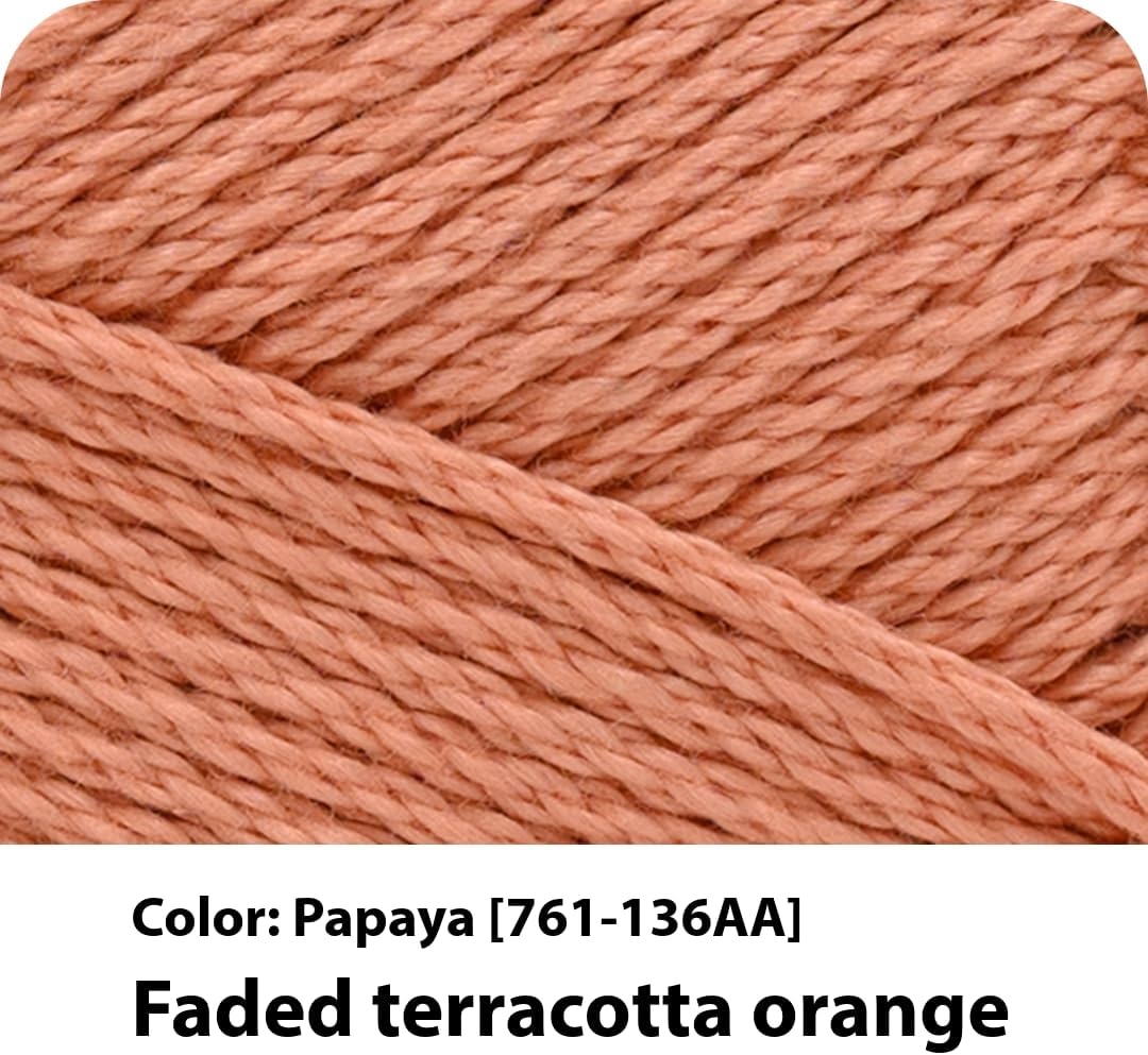 image:imageLion Brand Yarn 247 Cotton Mercerized Lightweight Yarn for Knitting Crochet and Crafts Beachcomber 5 Pack Multicolor Pack of Natural Fiber for Breathable Tops Durable Bags and Dish ClothsPapaya