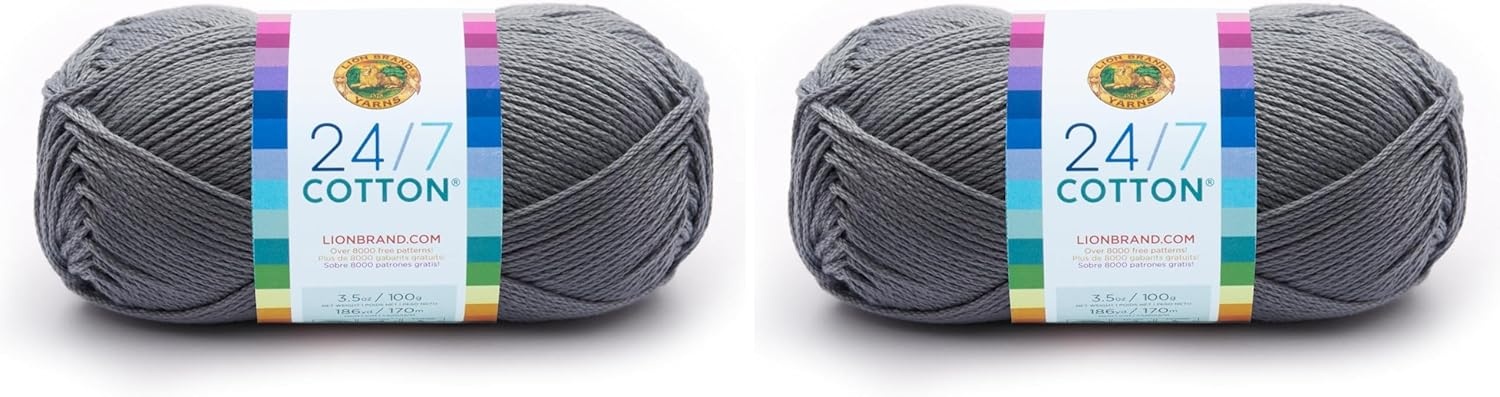 image:imageLion Brand Yarn 247 Cotton Mercerized Lightweight Yarn for Knitting Crochet and Crafts Beachcomber 5 Pack Multicolor Pack of Natural Fiber for Breathable Tops Durable Bags and Dish ClothsSilver