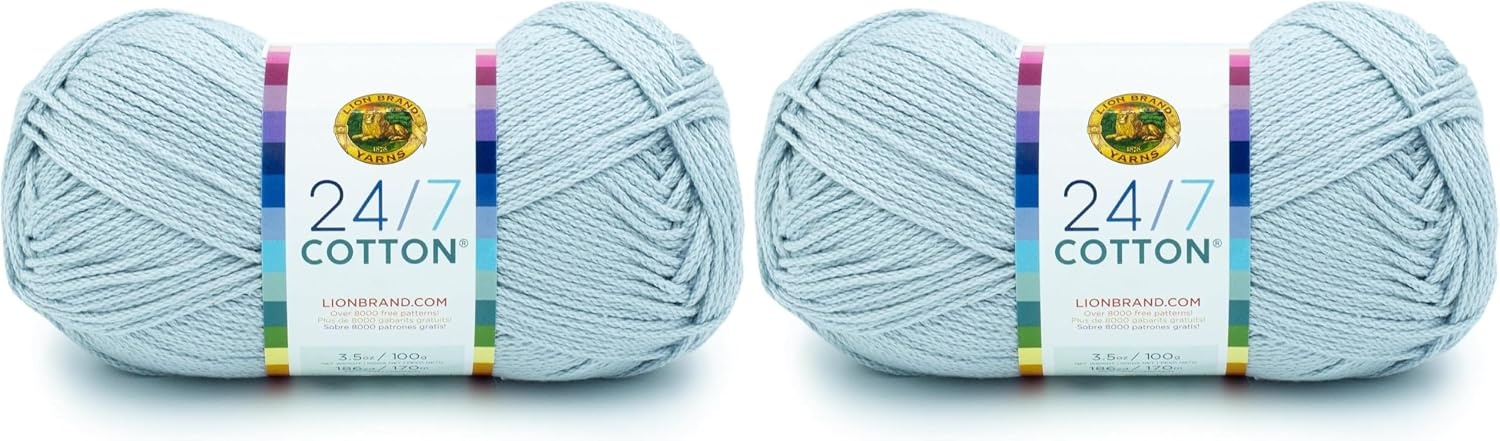 image:imageLion Brand Yarn 247 Cotton Mercerized Lightweight Yarn for Knitting Crochet and Crafts Beachcomber 5 Pack Multicolor Pack of Natural Fiber for Breathable Tops Durable Bags and Dish ClothsCool Grey