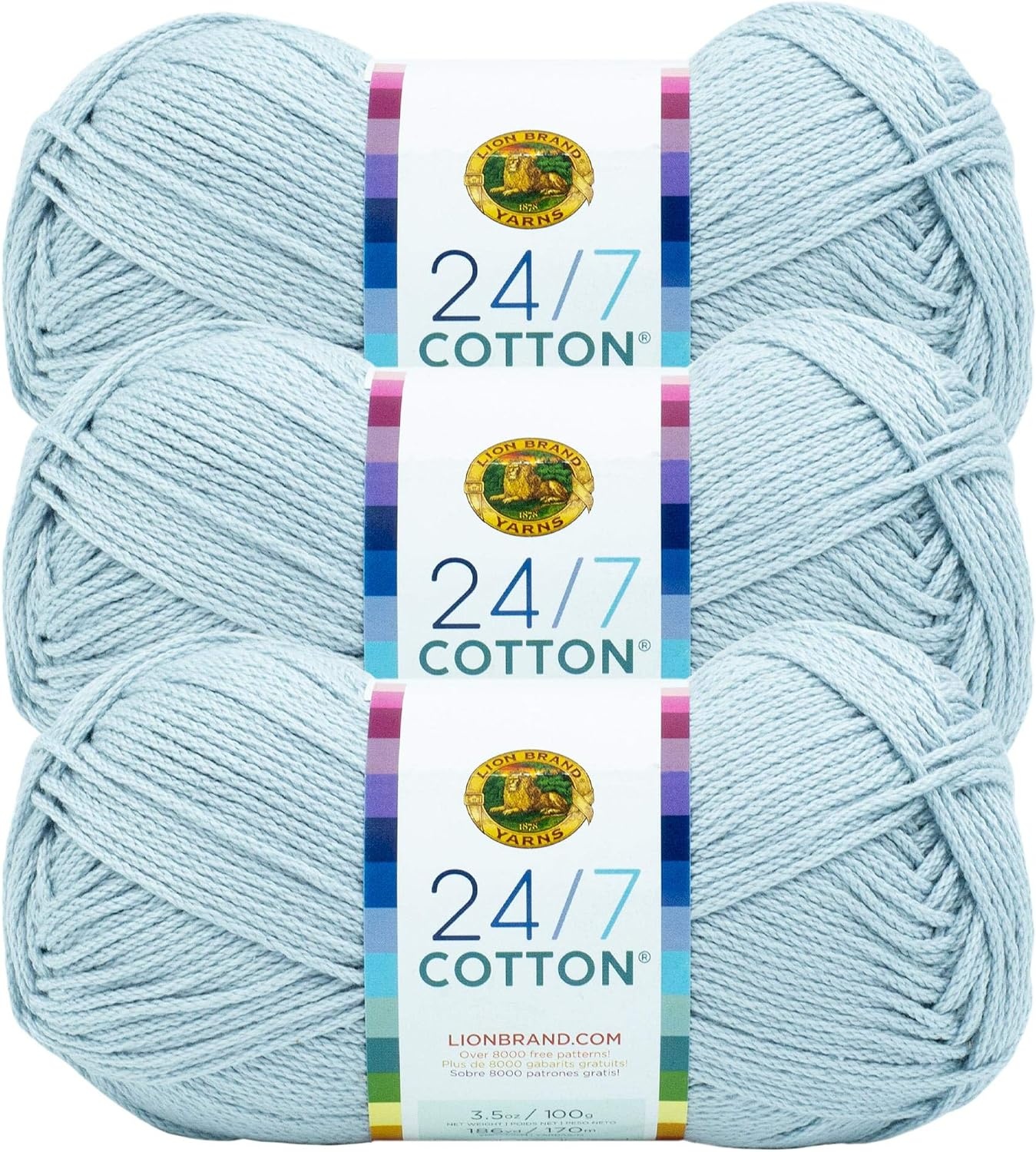 image:imageLion Brand Yarn 247 Cotton Mercerized Lightweight Yarn for Knitting Crochet and Crafts Beachcomber 5 Pack Multicolor Pack of Natural Fiber for Breathable Tops Durable Bags and Dish ClothsCool Grey