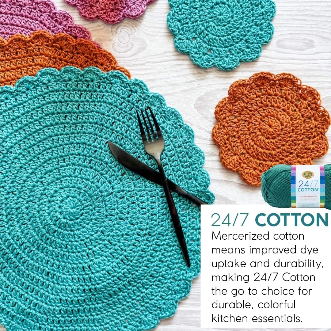 image:imageLion Brand Yarn 247 Cotton Mercerized Lightweight Yarn for Knitting Crochet and Crafts Beachcomber 5 Pack Multicolor Pack of Natural Fiber for Breathable Tops Durable Bags and Dish ClothsBlack