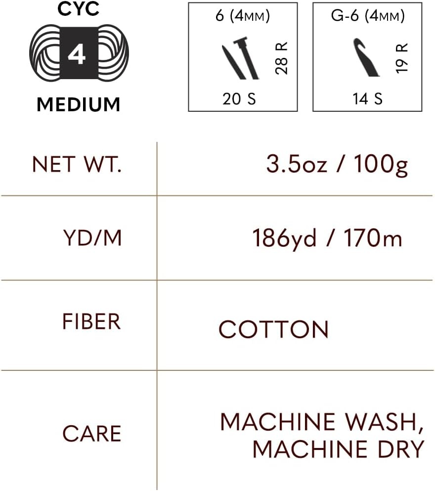 image:imageLion Brand Yarn 247 Cotton Mercerized Lightweight Yarn for Knitting Crochet and Crafts Beachcomber 5 Pack Multicolor Pack of Natural Fiber for Breathable Tops Durable Bags and Dish ClothsJeans
