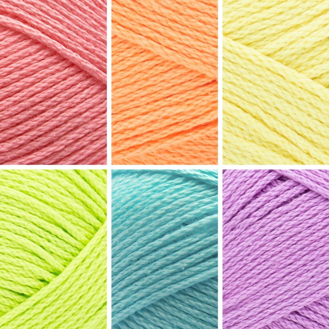 image:imageLion Brand Yarn 247 Cotton Mercerized Lightweight Yarn for Knitting Crochet and Crafts Beachcomber 5 Pack Multicolor Pack of Natural Fiber for Breathable Tops Durable Bags and Dish ClothsCandy Coated