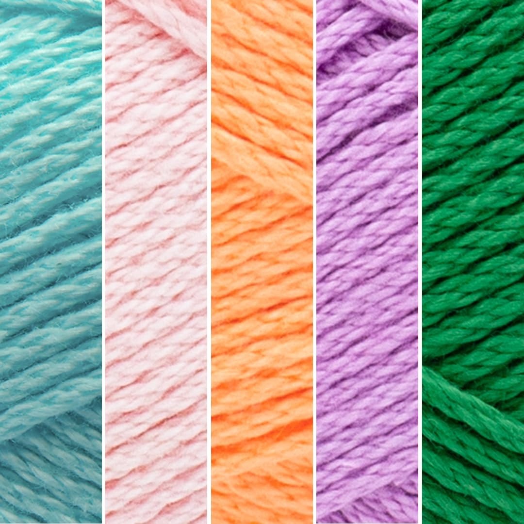 image:imageLion Brand Yarn 247 Cotton Mercerized Lightweight Yarn for Knitting Crochet and Crafts Beachcomber 5 Pack Multicolor Pack of Natural Fiber for Breathable Tops Durable Bags and Dish ClothsSpring