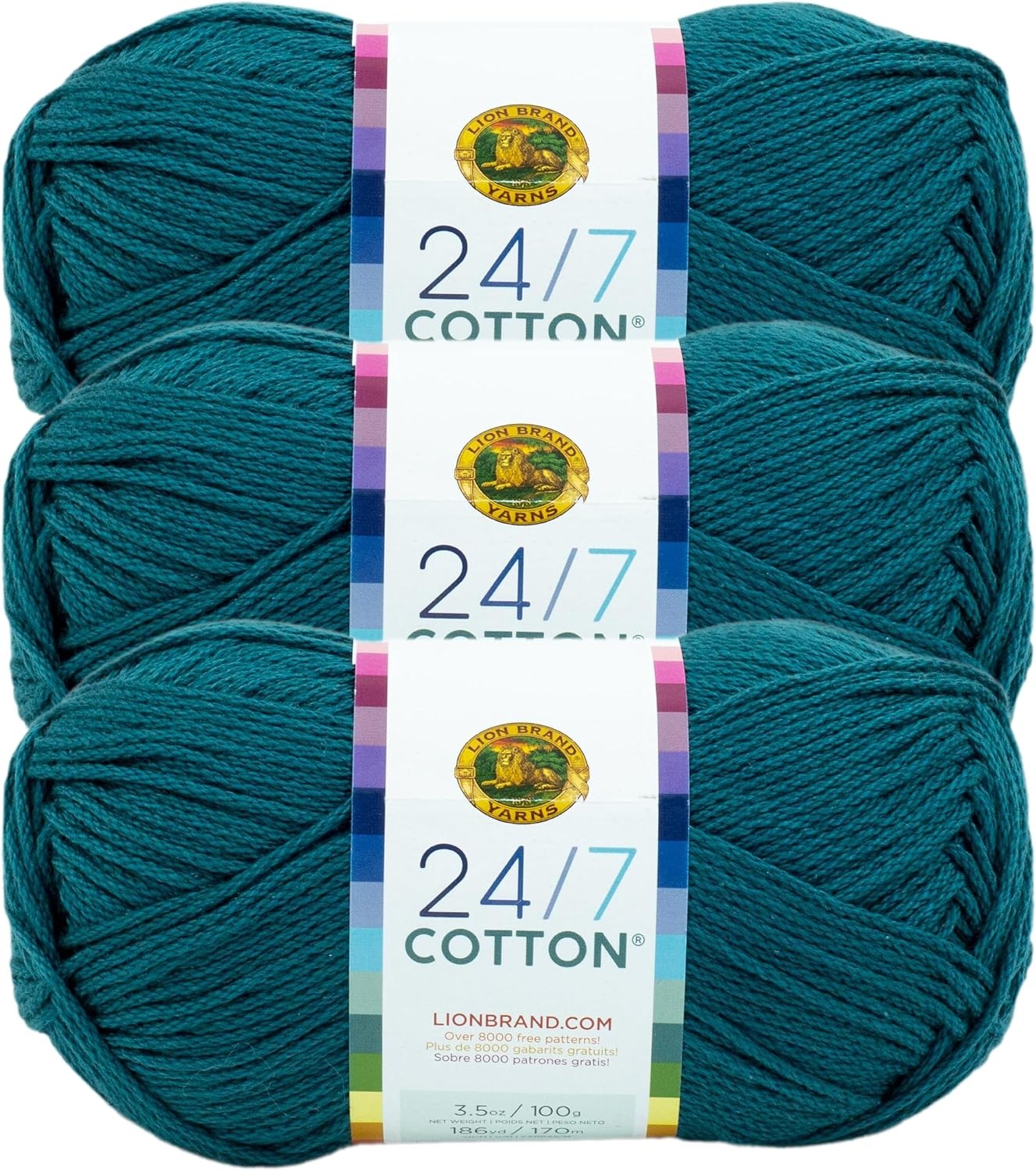 image:imageLion Brand Yarn 247 Cotton Mercerized Lightweight Yarn for Knitting Crochet and Crafts Beachcomber 5 Pack Multicolor Pack of Natural Fiber for Breathable Tops Durable Bags and Dish ClothsDragonfly