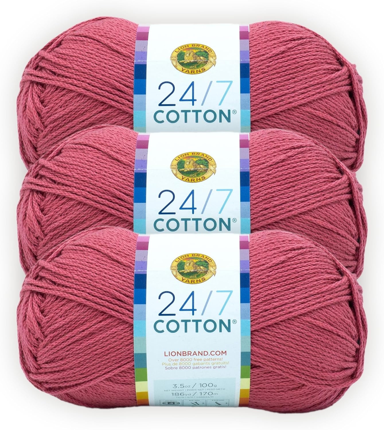 image:imageLion Brand Yarn 247 Cotton Mercerized Lightweight Yarn for Knitting Crochet and Crafts Beachcomber 5 Pack Multicolor Pack of Natural Fiber for Breathable Tops Durable Bags and Dish ClothsTerracotta