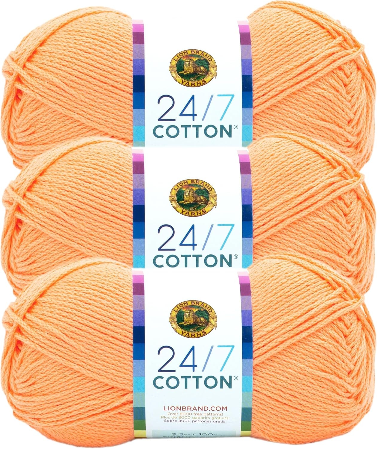 image:imageLion Brand Yarn 247 Cotton Mercerized Lightweight Yarn for Knitting Crochet and Crafts Beachcomber 5 Pack Multicolor Pack of Natural Fiber for Breathable Tops Durable Bags and Dish ClothsCreamsicle