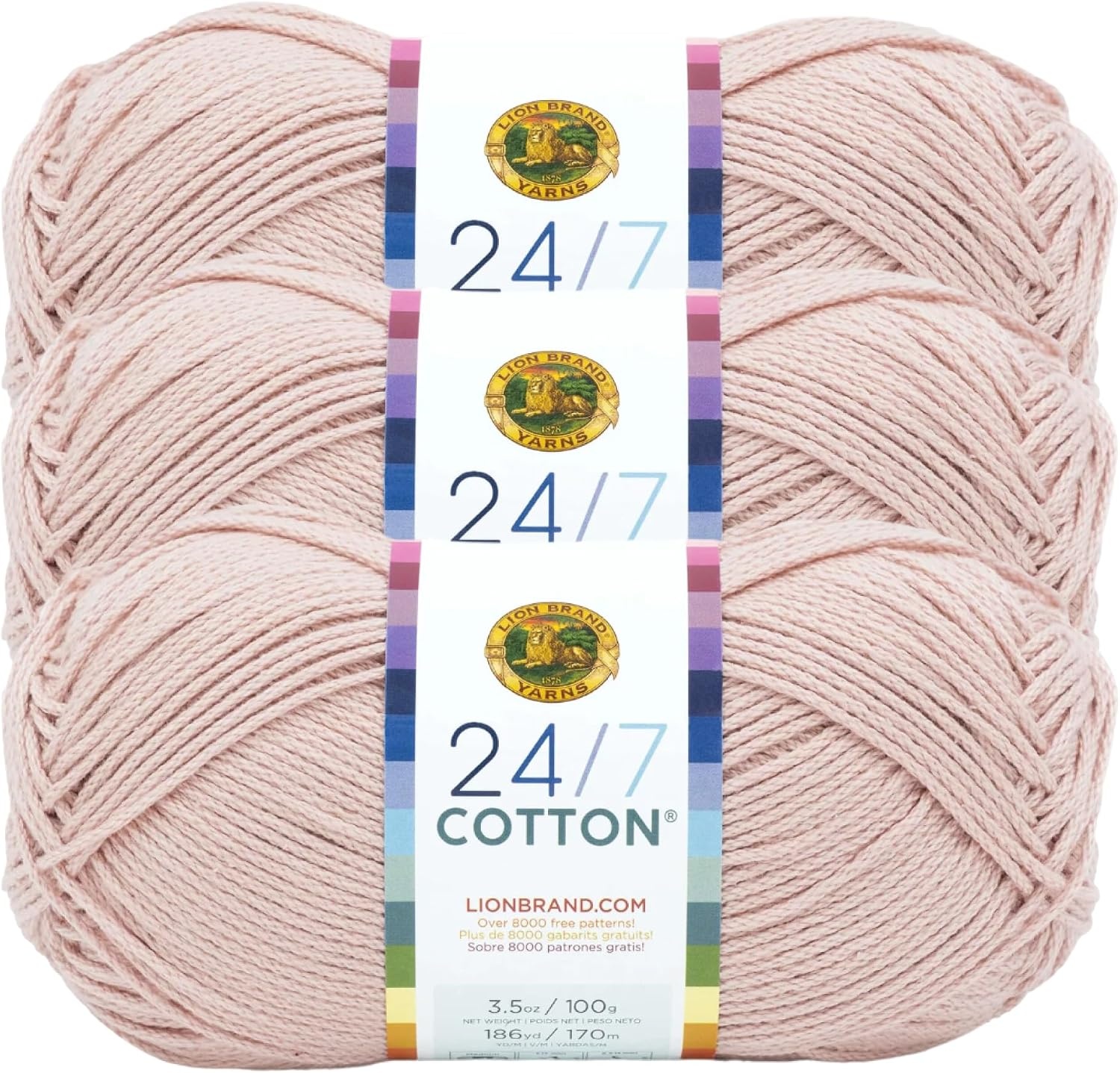 image:imageLion Brand Yarn 247 Cotton Mercerized Lightweight Yarn for Knitting Crochet and Crafts Beachcomber 5 Pack Multicolor Pack of Natural Fiber for Breathable Tops Durable Bags and Dish ClothsBeechnut