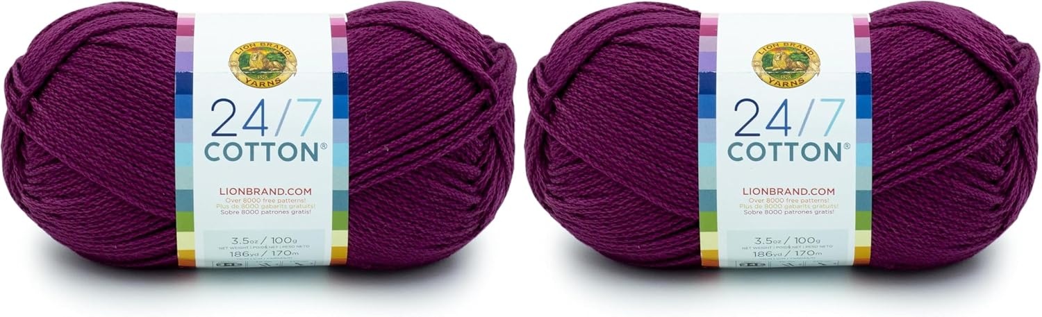 image:imageLion Brand Yarn 247 Cotton Mercerized Lightweight Yarn for Knitting Crochet and Crafts Beachcomber 5 Pack Multicolor Pack of Natural Fiber for Breathable Tops Durable Bags and Dish ClothsBeets