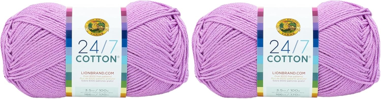 image:imageLion Brand Yarn 247 Cotton Mercerized Lightweight Yarn for Knitting Crochet and Crafts Beachcomber 5 Pack Multicolor Pack of Natural Fiber for Breathable Tops Durable Bags and Dish ClothsOrchid