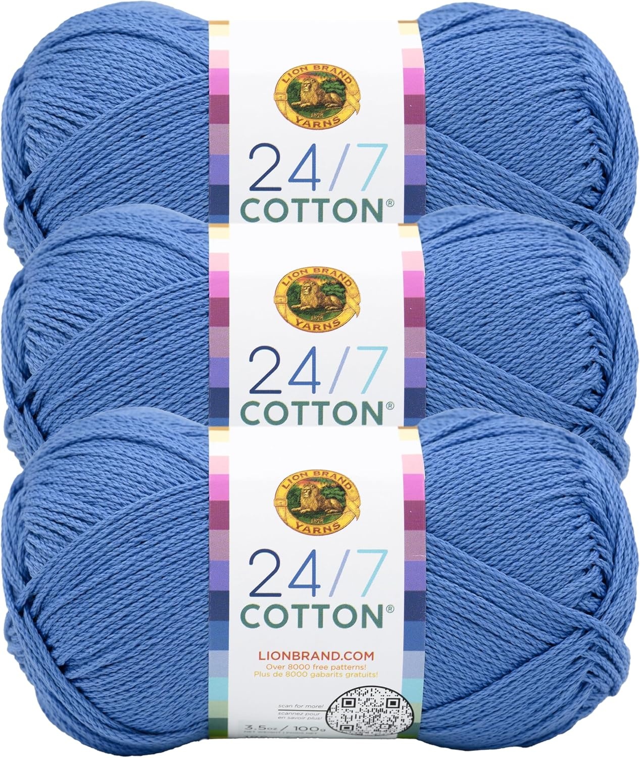 image:imageLion Brand Yarn 247 Cotton Mercerized Lightweight Yarn for Knitting Crochet and Crafts Beachcomber 5 Pack Multicolor Pack of Natural Fiber for Breathable Tops Durable Bags and Dish ClothsRiviera