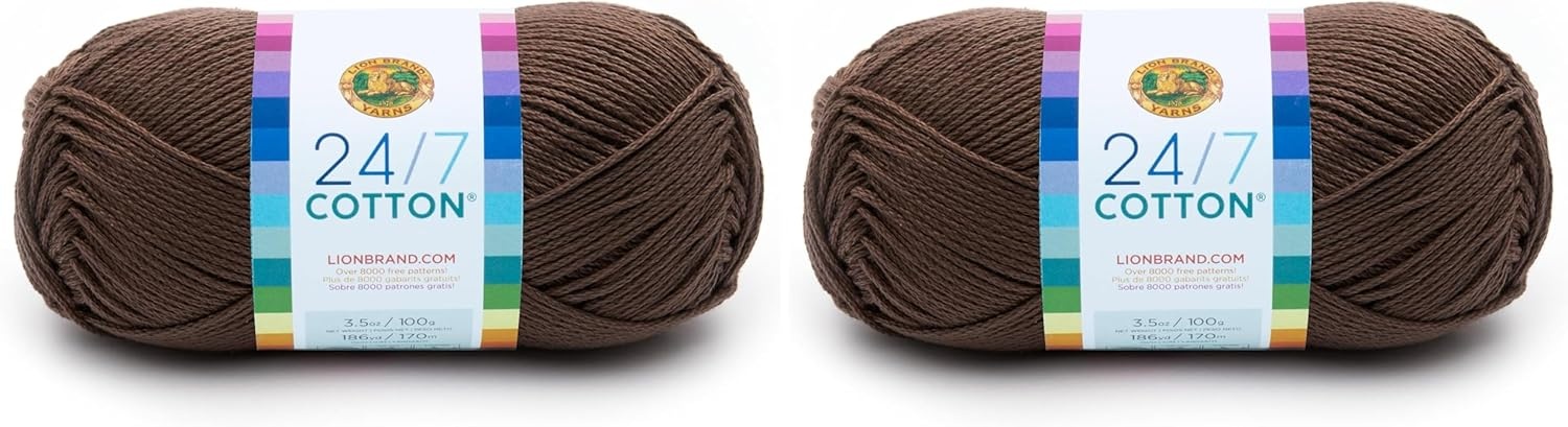 image:imageLion Brand Yarn 247 Cotton Mercerized Lightweight Yarn for Knitting Crochet and Crafts Beachcomber 5 Pack Multicolor Pack of Natural Fiber for Breathable Tops Durable Bags and Dish ClothsCaf Au Lait