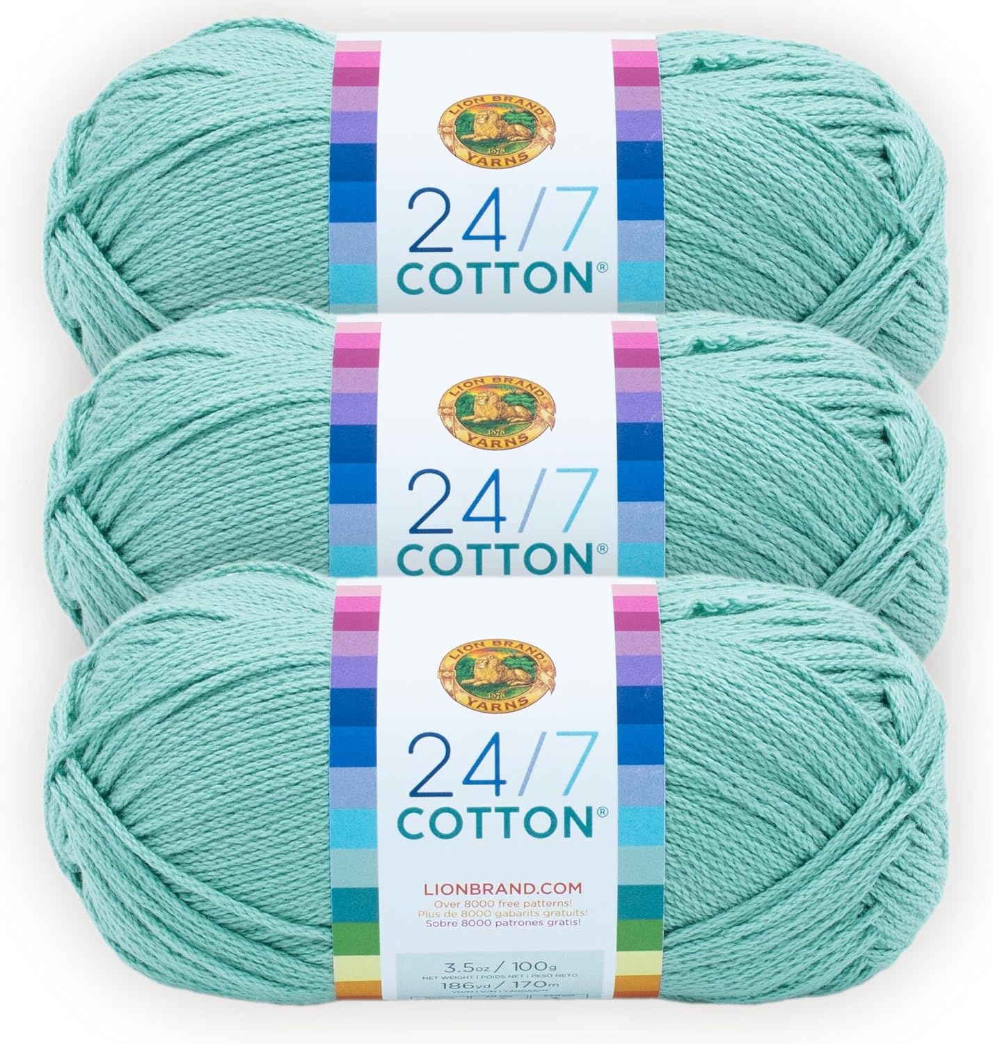 image:imageLion Brand Yarn 247 Cotton Mercerized Lightweight Yarn for Knitting Crochet and Crafts Beachcomber 5 Pack Multicolor Pack of Natural Fiber for Breathable Tops Durable Bags and Dish ClothsSucculent