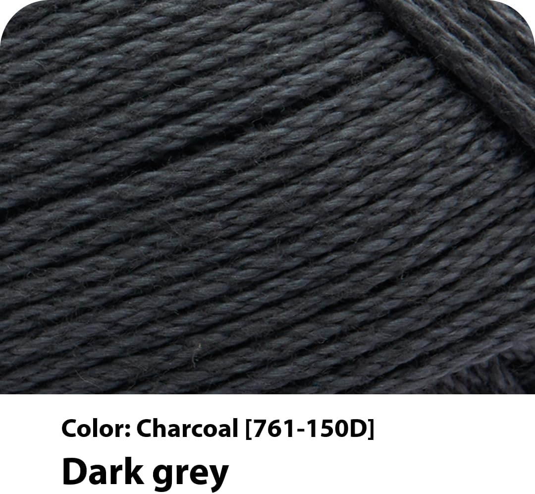 image:imageLion Brand Yarn 247 Cotton Mercerized Lightweight Yarn for Knitting Crochet and Crafts Beachcomber 5 Pack Multicolor Pack of Natural Fiber for Breathable Tops Durable Bags and Dish ClothsCharcoal